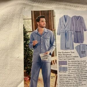 THE VERMONT COUNTRY STORE Mens Light Blue Durable Press Pajama Top XL